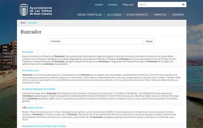Existe un Buscador interno claramente visible en la web del Ayuntamiento