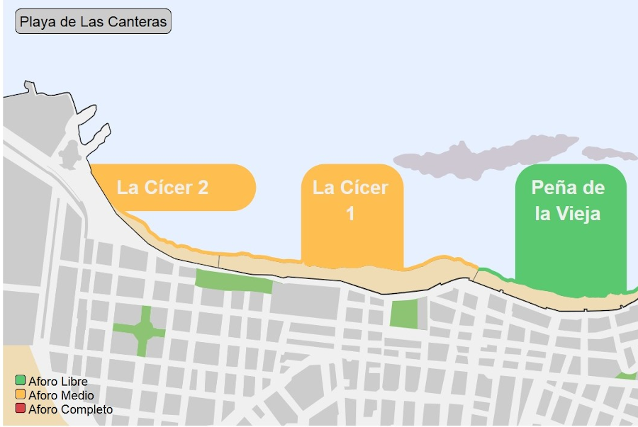 Las Palmas de Gran Canaria estrena un semáforo on line para informar sobre el nivel de aforo en las playas