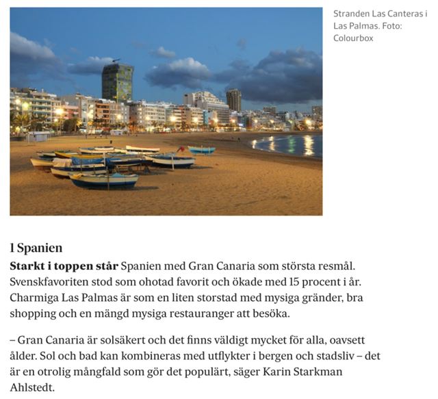 Periódico sueco LPGC destino invierno