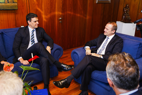 El Alcalde Augusto Hidalgo recibe al candidato del PSOE a la presidencia del Gobierno de España, Pedro Sánchez