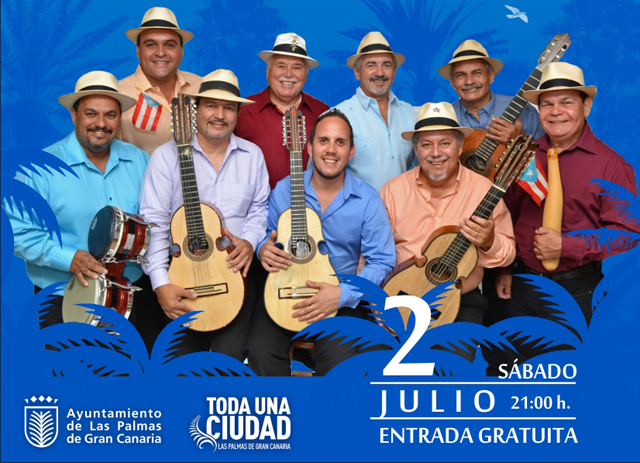 Miembros de la Orquesta Mapeyé de Puerto Rico, el 2 de Julio en el Pueblo Canario. Entrada Gratuita