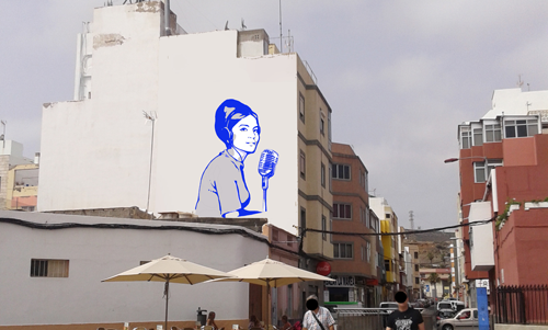 Mural de la periodista Mara González en La Plaza del Pilar