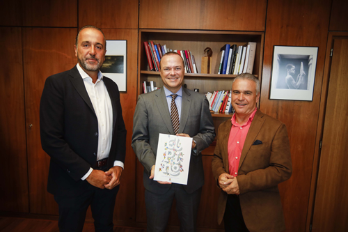 El alcalde de Las Palmas de Gran Canaria, Augusto Hidalgo, el alcalde de la Villa Mariana de Teror, Gonzalo Rosario y el primer teniente de alcalde, José Luis Báez