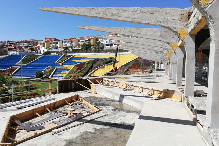 El Ayuntamiento comienza la construcción de los nuevos equipamientos de la grada de tribuna del antiguo Estadio Insular