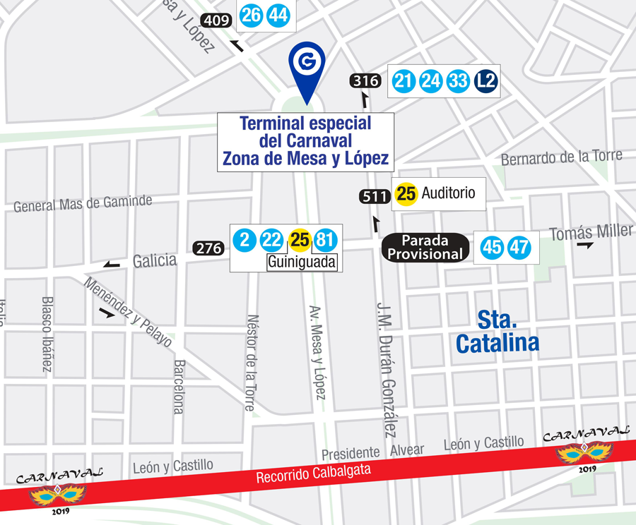 Guaguas Municipales despliega un dispositivo de transporte especial para el multitudinario fin de fiesta del Carnaval de Una Noche en Río