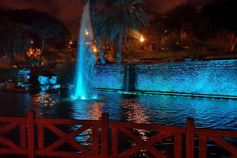El Ayuntamiento ilumina de turquesa las Casas Consistoriales y las fuentes del Parque Doramas con motivo del Día de las Lenguas de Signos