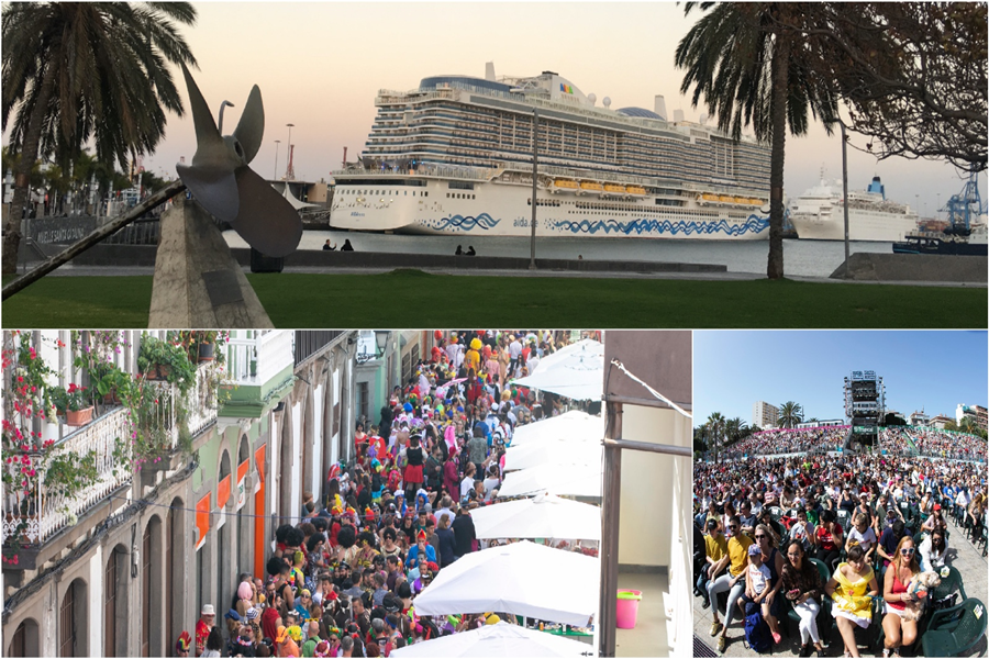 Los cruceristas se suman al Carnaval de Día en Vegueta y Santa Catalina