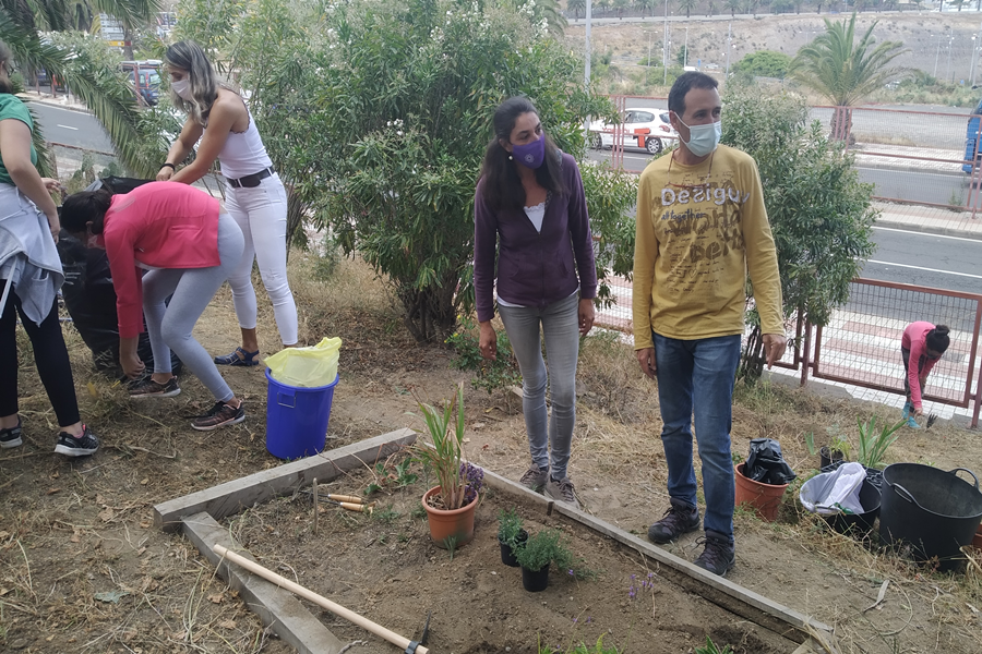 El Ayuntamiento restaura junto a los estudiantes del IES Alonso Quesada un jardín de 600 metros cuadrados con plantas autóctonas canarias