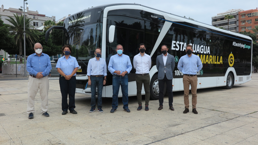 Guaguas Municipales prueba en la Línea 44 el rendimiento de un vehículo 100% eléctrico cedido por MAN Canarias