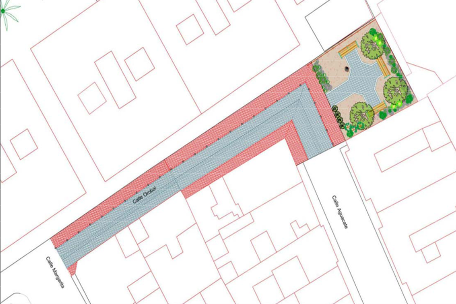 El Ayuntamiento transforma la calle Aguacate en el barrio de Las Torres, instalando un nuevo pavimento y creando zonas verdes