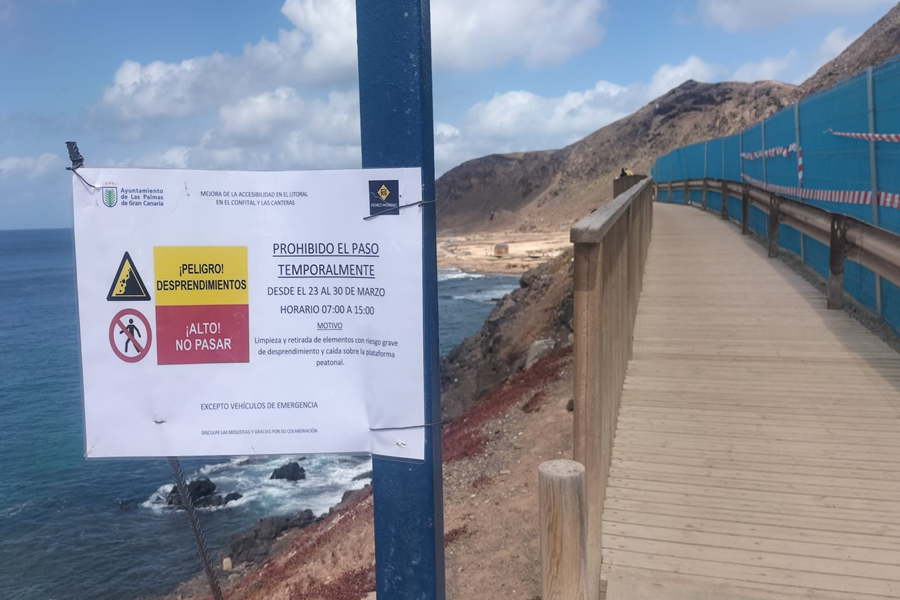 Las obras de mejora de los accesos en El Confital obligan al cierre temporal intermitente durante varios días del paso peatonal