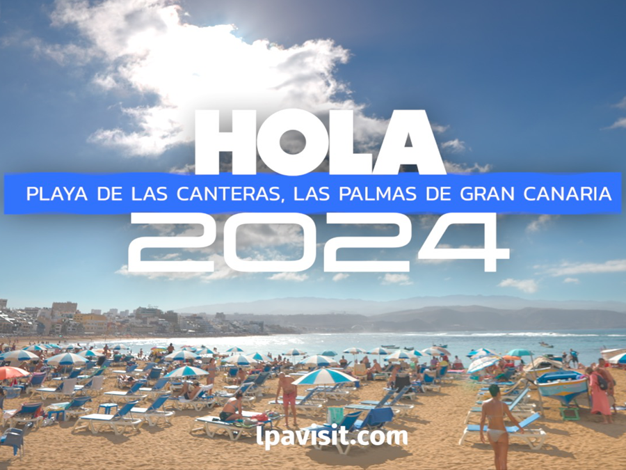 'Hola 2024' un vídeo de Las Palmas de Gran Canaria para felicitar el año nuevo desde la Playa de Las Canteras