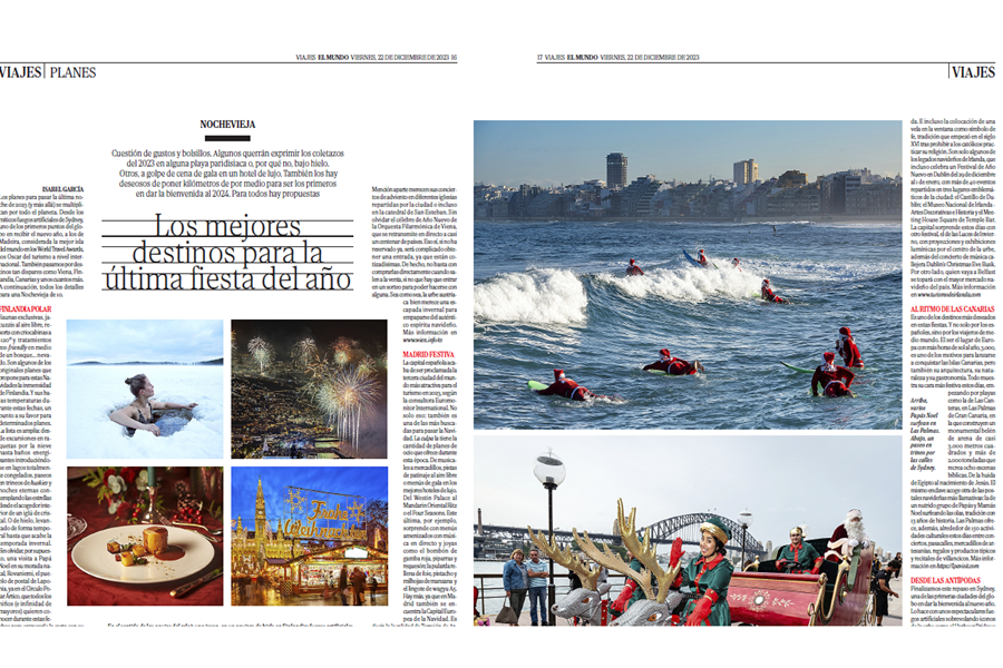 El suplemento de viajes de El Mundo recomienda Las Palmas de Gran Canaria como un destino ideal para una Nochevieja de 10