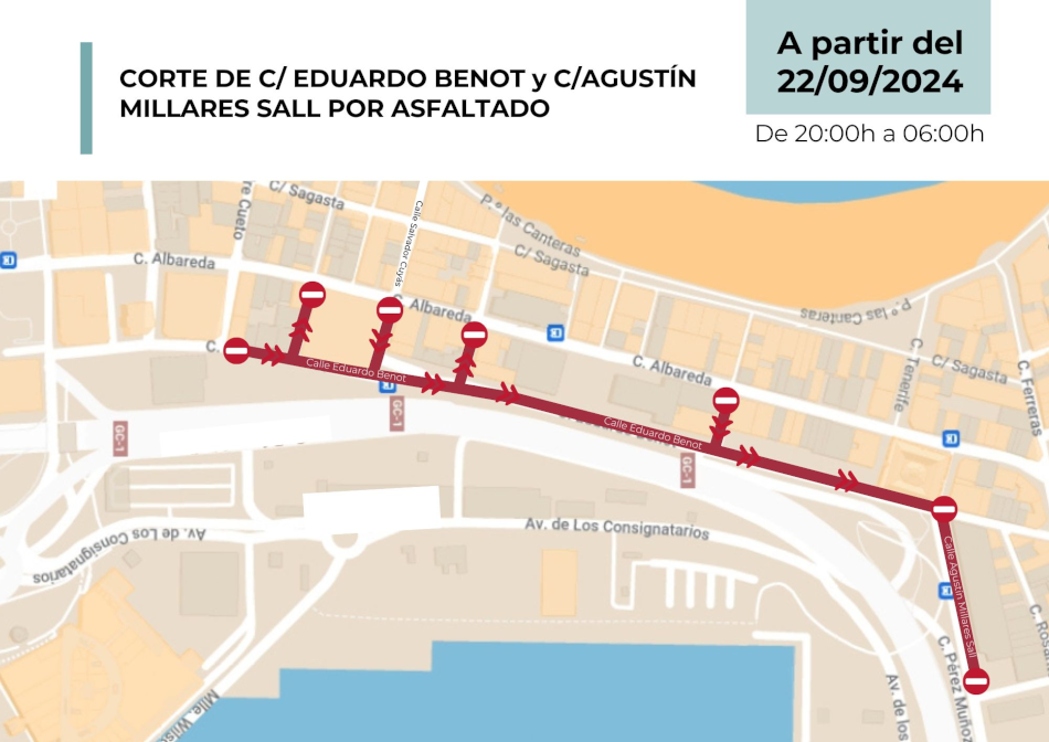 El Ayuntamiento inicia el asfaltado del tramo 8 de la MetroGuagua en las calles Eduardo Benot y Agustín Millares Sall