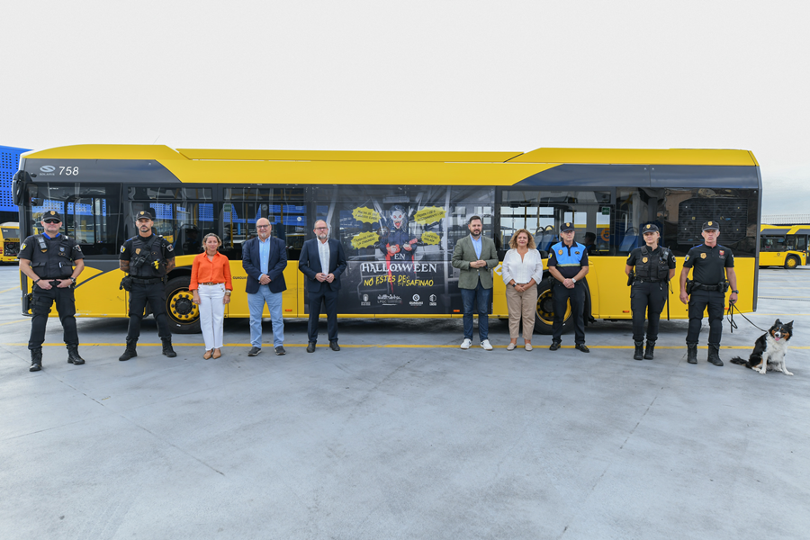 Guaguas Municipales y Policía Local promueven una campaña para prevenir el vandalismo en el transporte público durante Halloween