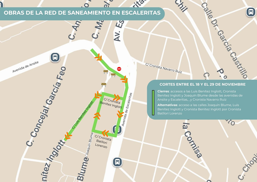 Comienzan las obras de renovación de la red de saneamiento en la calle Joaquín Blume de Escaleritas