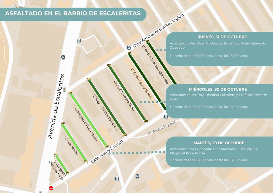 El Ayuntamiento inicia el asfaltado de las calles del barrio de Escaleritas