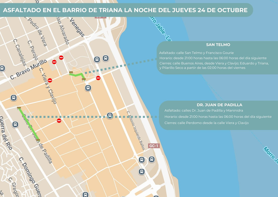 El Ayuntamiento reordena el tráfico en San Telmo y la calle Dr. Juan de Padilla de Triana por tareas de asfaltado