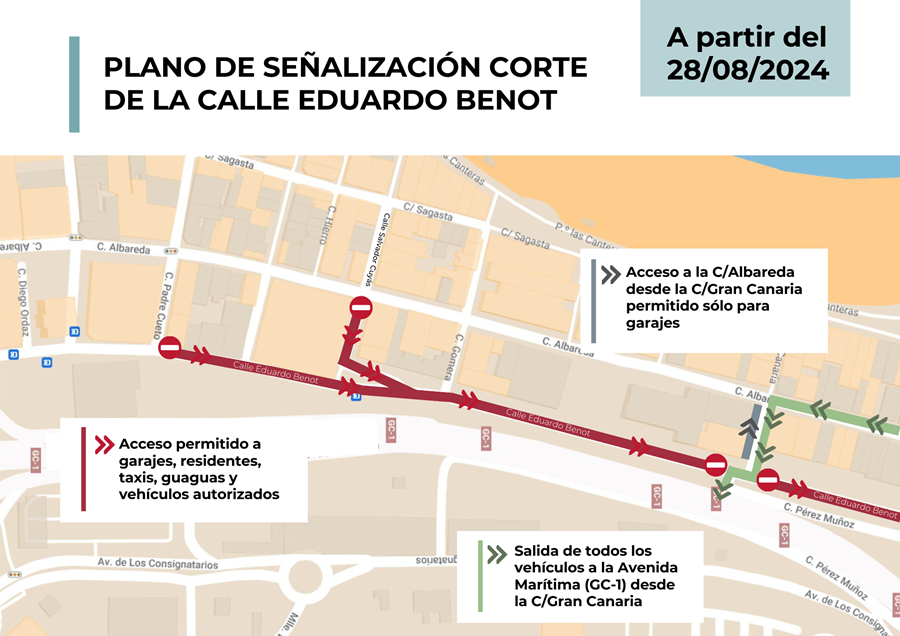 El Ayuntamiento reordena el tráfico de la calle Eduardo Benot para avanzar en las obras del tramo 8 de la Metroguagua