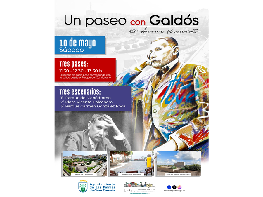 El Ayuntamiento celebra el 182 aniversario del nacimiento de Galdós con teatro, cómics y una ofrenda floral en el barrio de Schamann