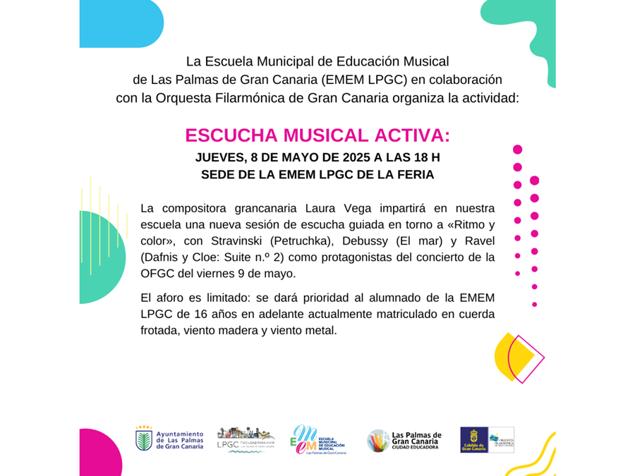 La Escuela Municipal de Música y la OFGC organizan la tercera sesión del curso del programa 'Escucha Musical Activa'