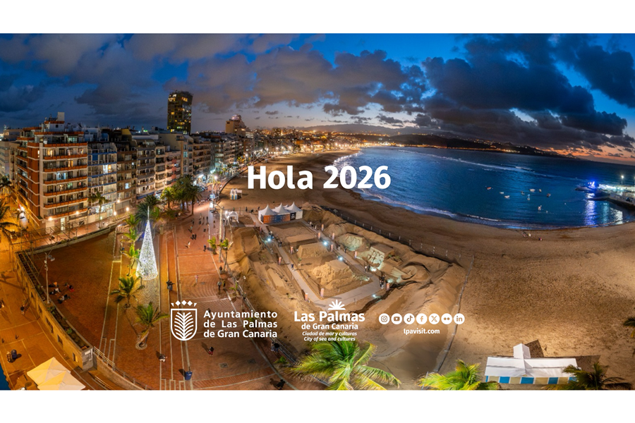 La playa de Las Canteras protagoniza el saludo online de la ciudad al nuevo año con el vídeo HOLA 2026