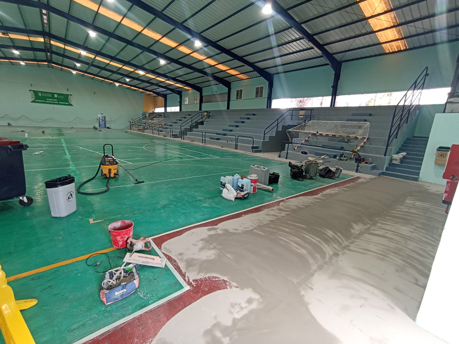 El Ayuntamiento inicia la renovación del pavimento de la pista principal del Polideportivo Leoncio Castellano de Tamaraceite