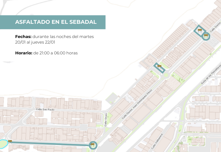 El Ayuntamiento realiza cortes nocturnos de tráfico en El Sebadal para continuar con los trabajos de asfaltado