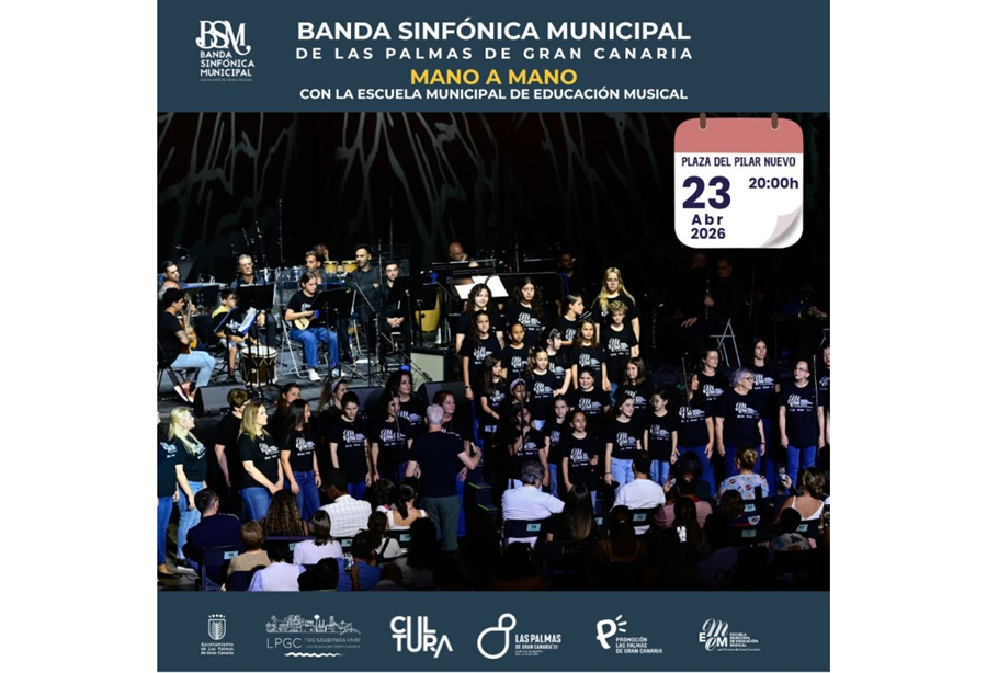 La Escuela Municipal de Educación Musical protagoniza el concierto 'Mano a mano' junto a la Banda Sinfónica Municipal en Vegueta