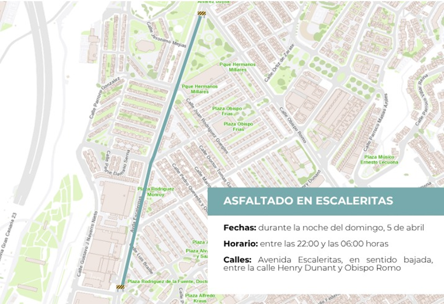 El Ayuntamiento realizará trabajos de asfaltado en la avenida Escaleritas con cortes nocturnos de tráfico